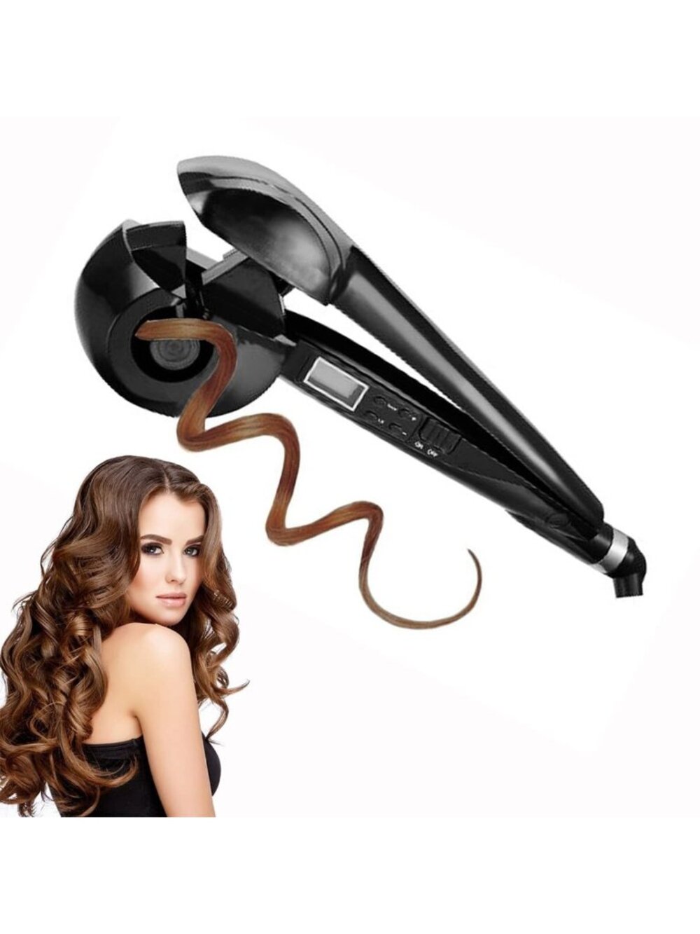 LCD Pro Salon Automatic Ceramic Roller Wave Machine Styler Iron Curler Black